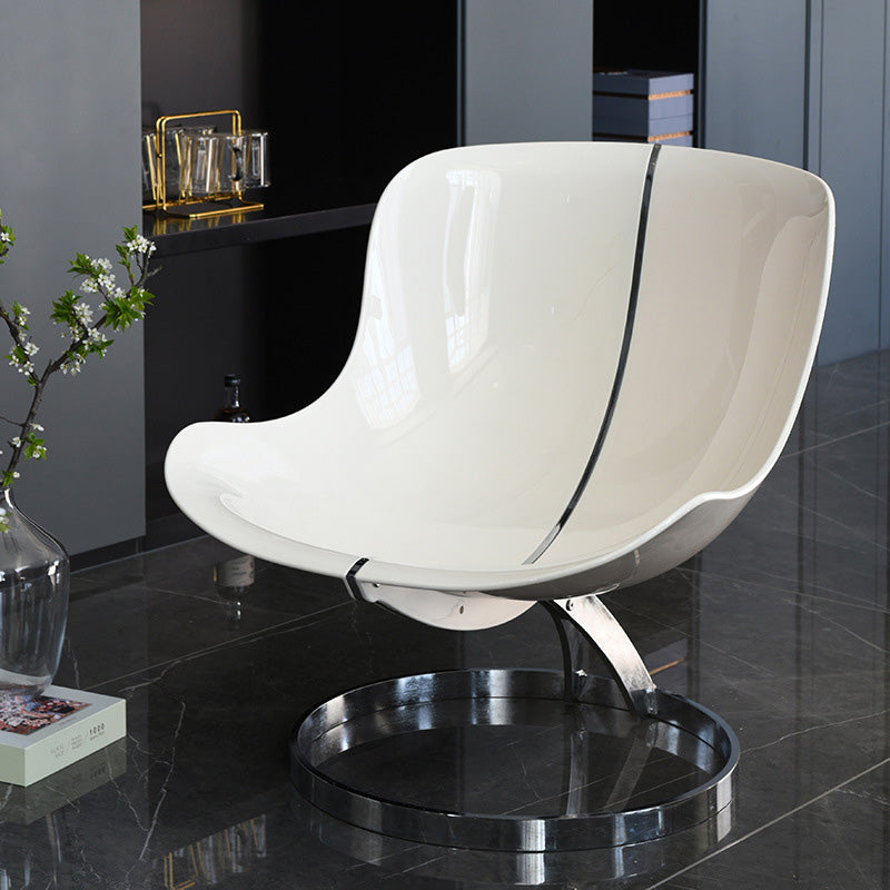 Scandinavian Wraparound Lambswool Curved Accent Chair