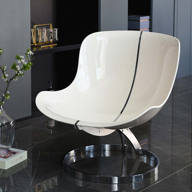 Scandinavian Wraparound Lambswool Curved Accent Chair