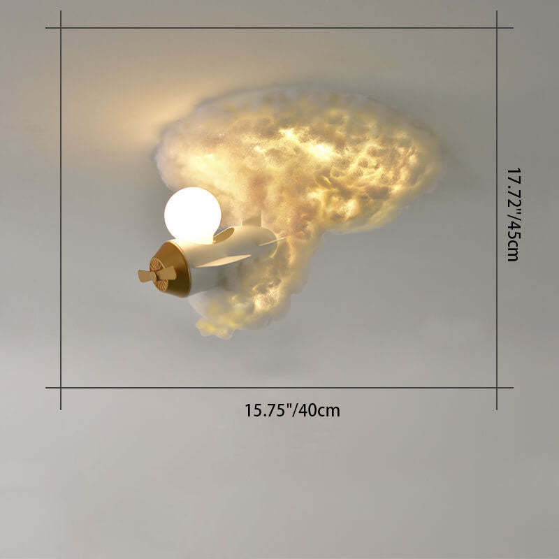 Modern Spray Airplane Cotton Kids Flush Ceiling Light