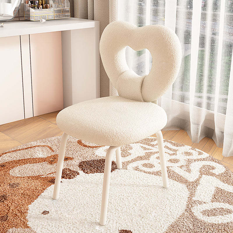 Nordic Heart Lambswool Wood Vanity Stool