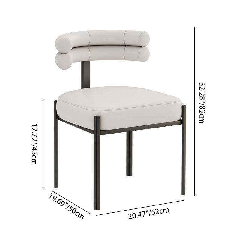Nordic Curved-Back Leather Steel Dining Chair