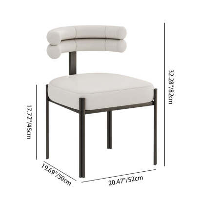 Nordic Curved-Back Leather Steel Dining Chair