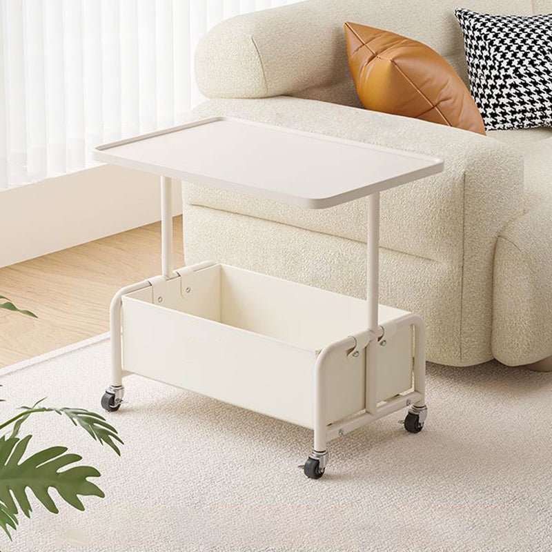 Modern Tray Leather Movable 2-Tier End Table