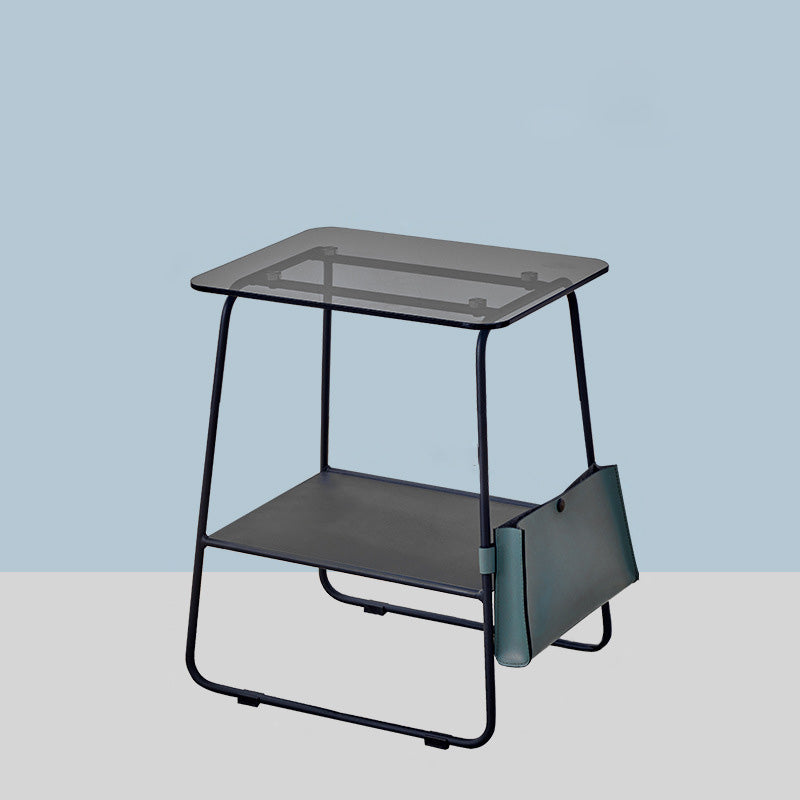 Minimalist Glass Iron 2-Tier Coffee Table