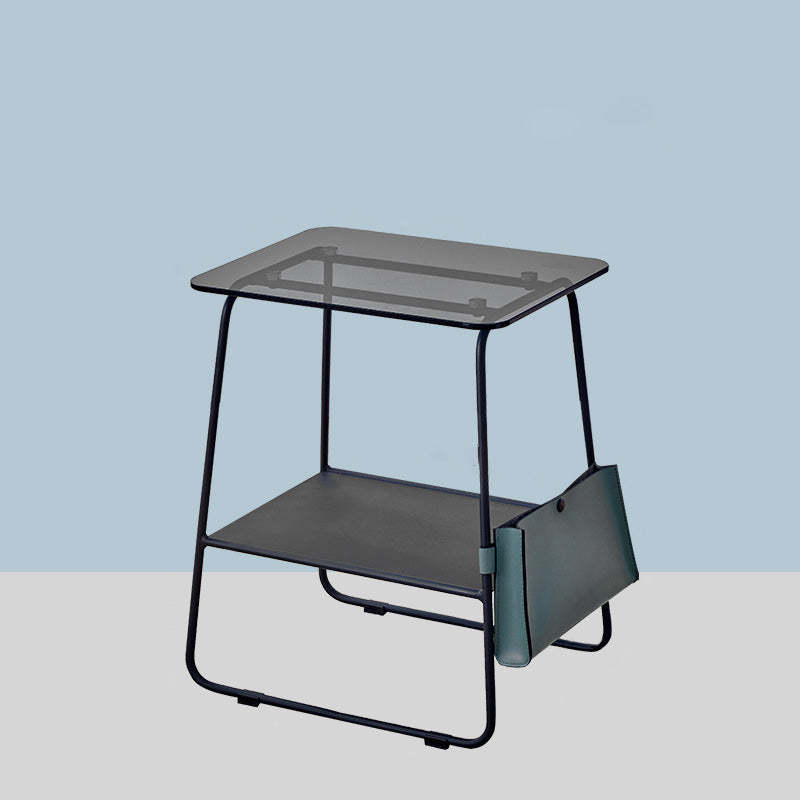 Minimalist Glass Iron 2-Tier Coffee Table