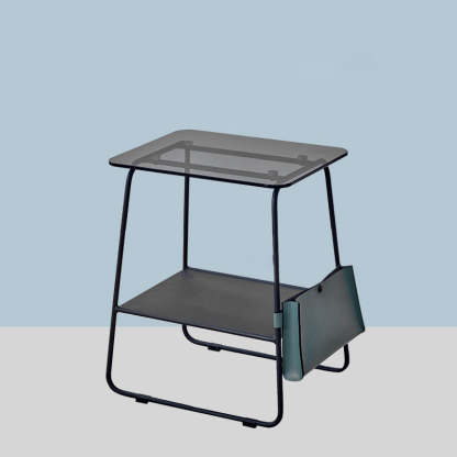 Minimalist Glass Iron 2-Tier Coffee Table