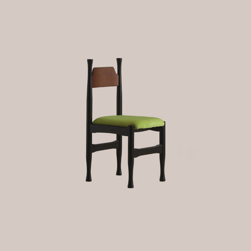 Vintage Wood Curved Velvet Dining Chair