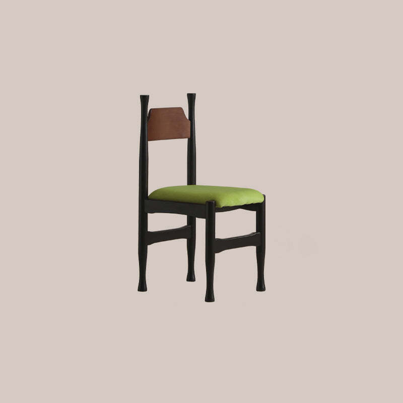 Vintage Wood Curved Velvet Dining Chair