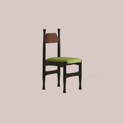 Vintage Wood Curved Velvet Dining Chair