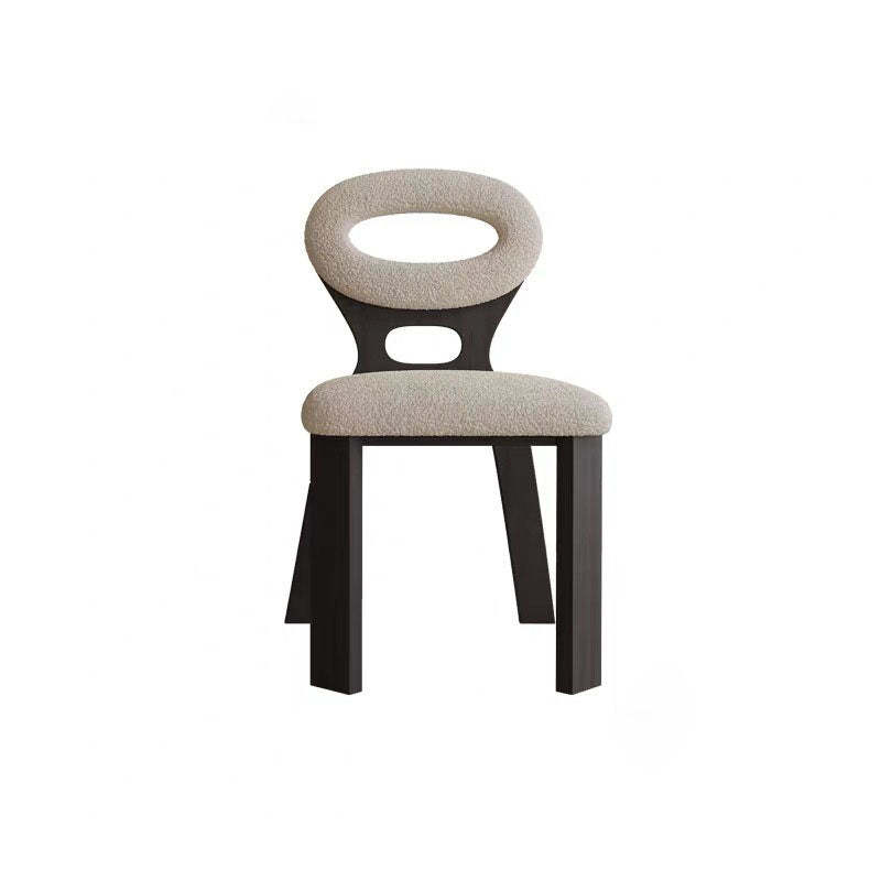 Nordic Oval Hollowed Lambswool Wood Dining Chair