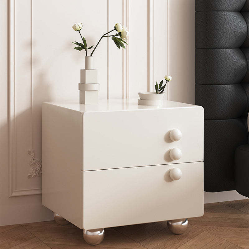 Contemporary Wood Orb Rectangular Nightstand 2-Drawer — Black