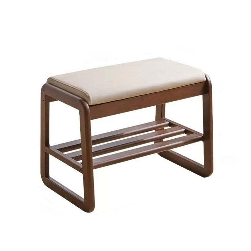 Minimalist Leather Wood 1-Shelf Shoe Storage