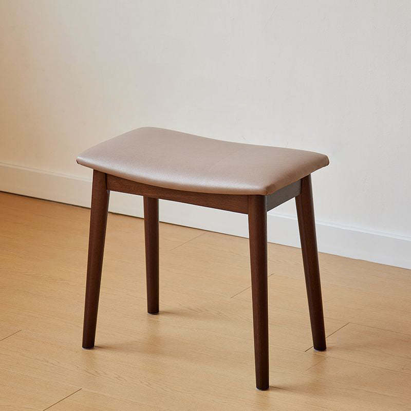 Minimalist Soft Leather Wood Vanity Stool