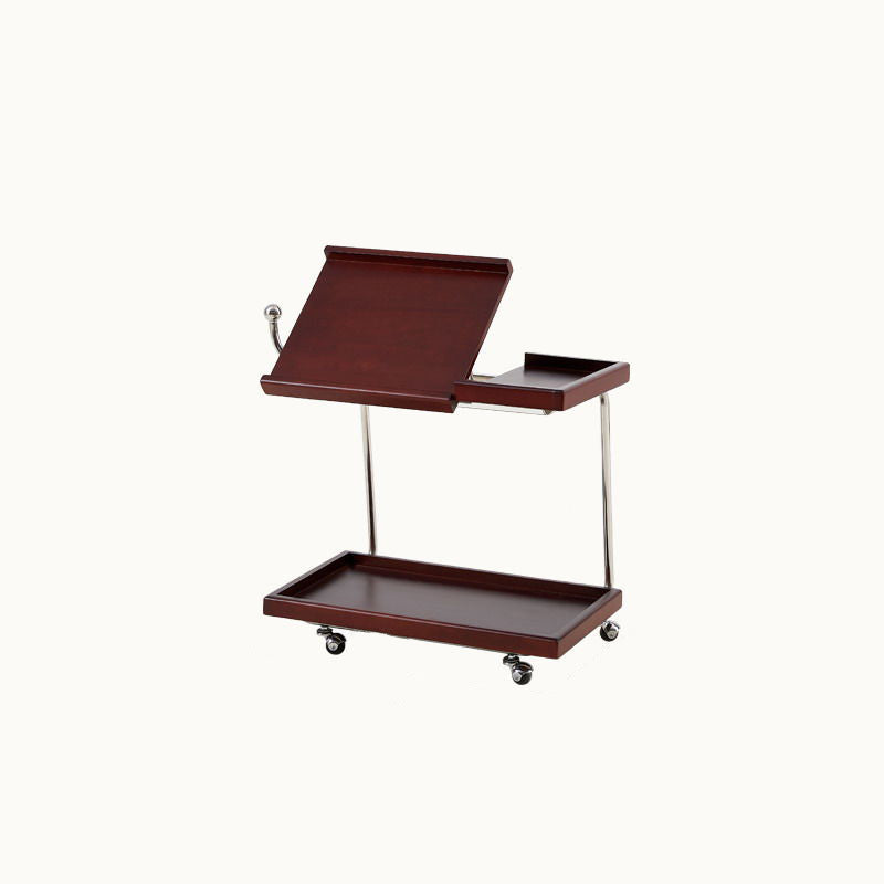 Nordic Wood Stainless Steel Movable Side Table 2-Tier