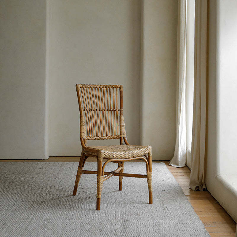 Chinese Woven Wood Four-Leg Dining Chair