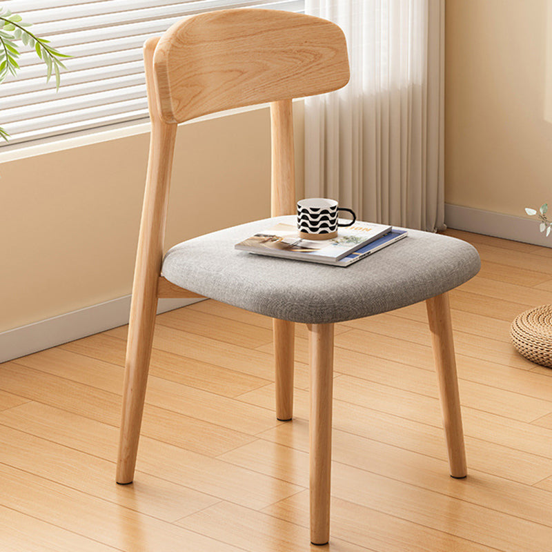 Minimalist Leather Fabric Wood Dining Chair — Wood / Black