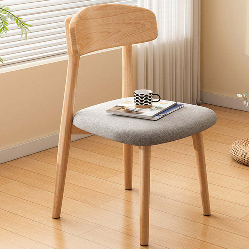 Minimalist Leather Fabric Wood Dining Chair — Wood / Black