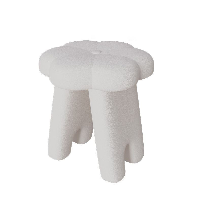 Modern Floral Lambswool Wood Vanity Stool