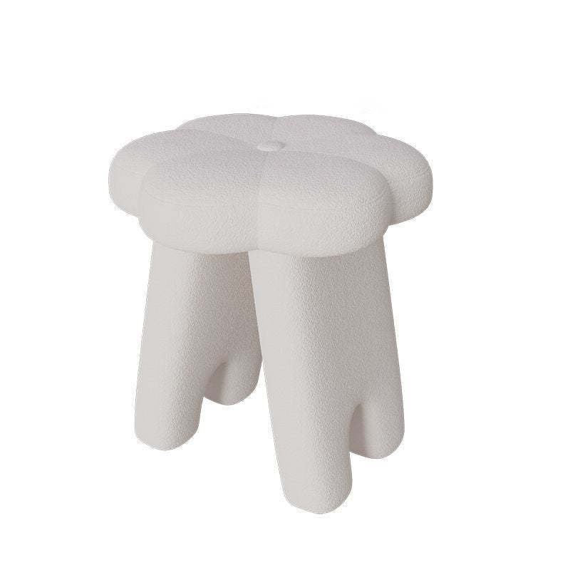 Modern Floral Lambswool Wood Vanity Stool