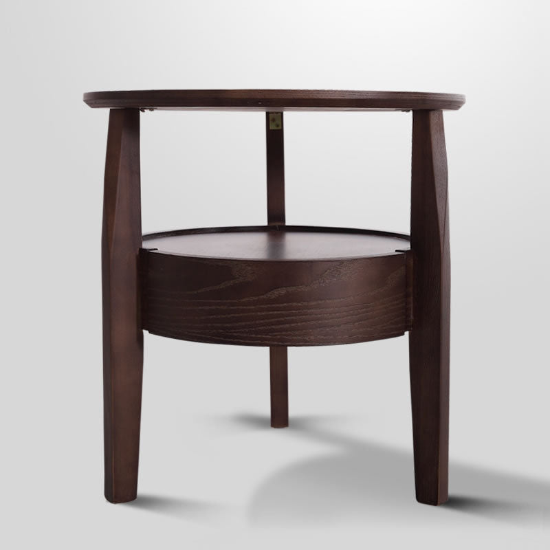 Minimalist Round Wood Double Coffee Table