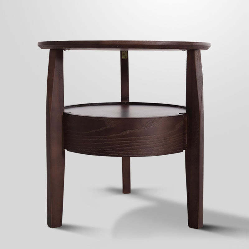 Minimalist Round Wood Double Coffee Table