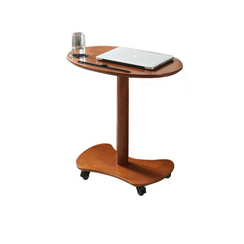 Minimalist Oval Solid Wood 4-Wheel Coffee Table