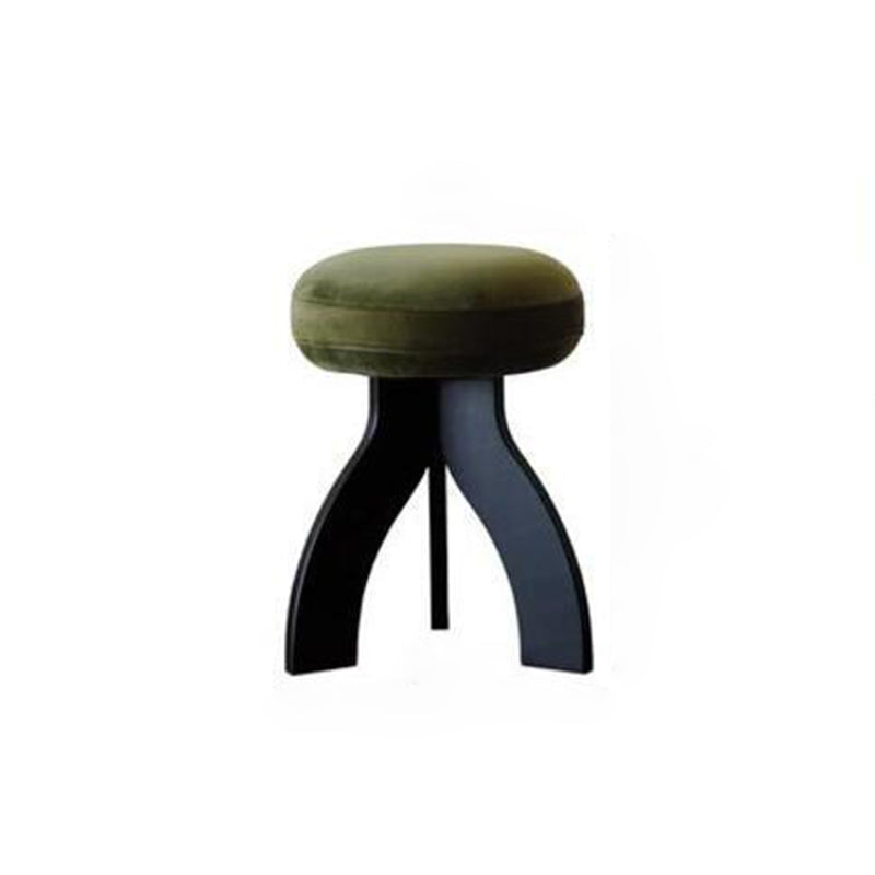 Contemporary Round Lambswool Velvet Footstool