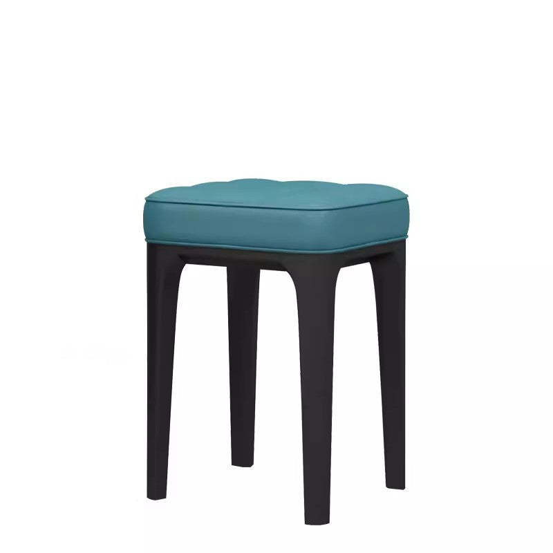 Minimalist vanity stackable vanity stools in leather — Blue