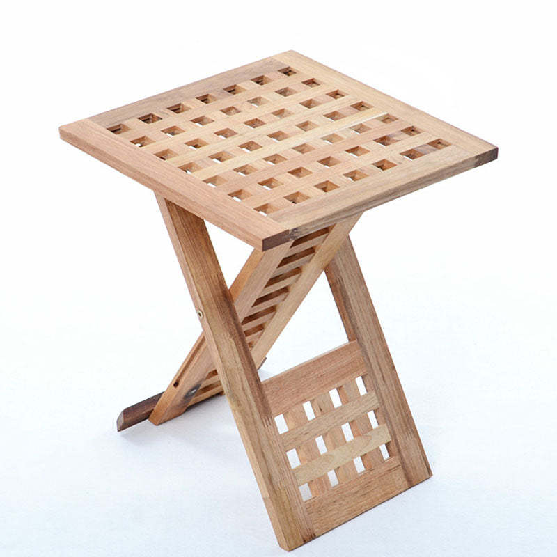 Traditional Rustic Wood Backless Chair