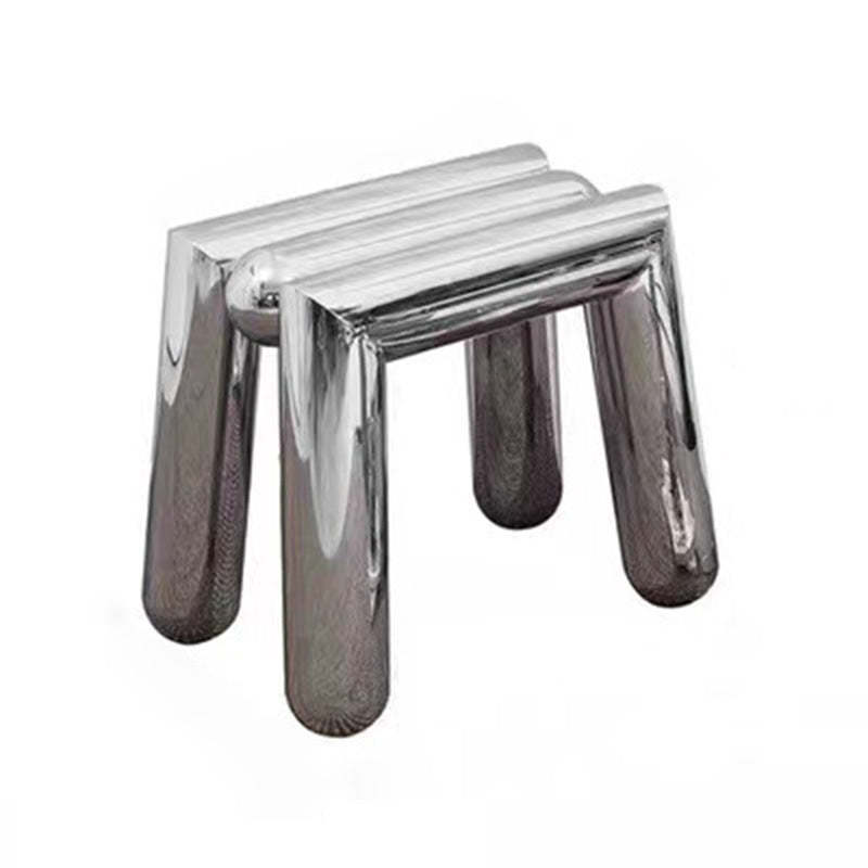 Minimalist Steel Tube Geometric Footstool