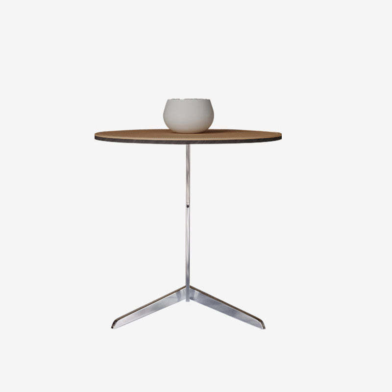 Minimalist Round Leather Steel End Table