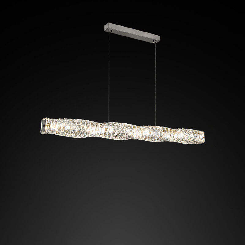 Modern Stainless Steel Crystal Strip LED Island Pendant