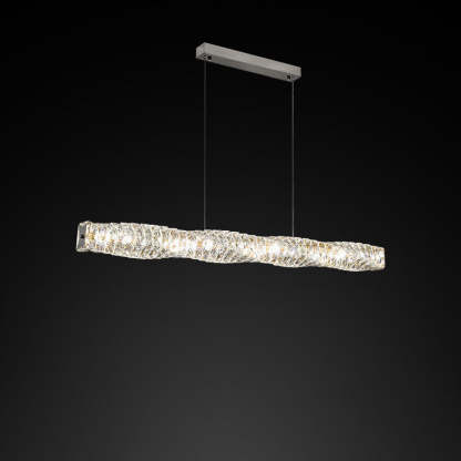 Modern Stainless Steel Crystal Strip LED Island Pendant