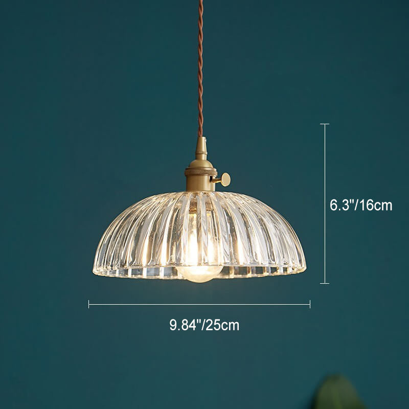 Nordic Vintage Floral Glass Brass Pendant