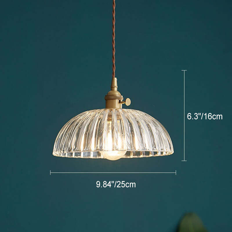 Nordic Vintage Floral Glass Brass Pendant