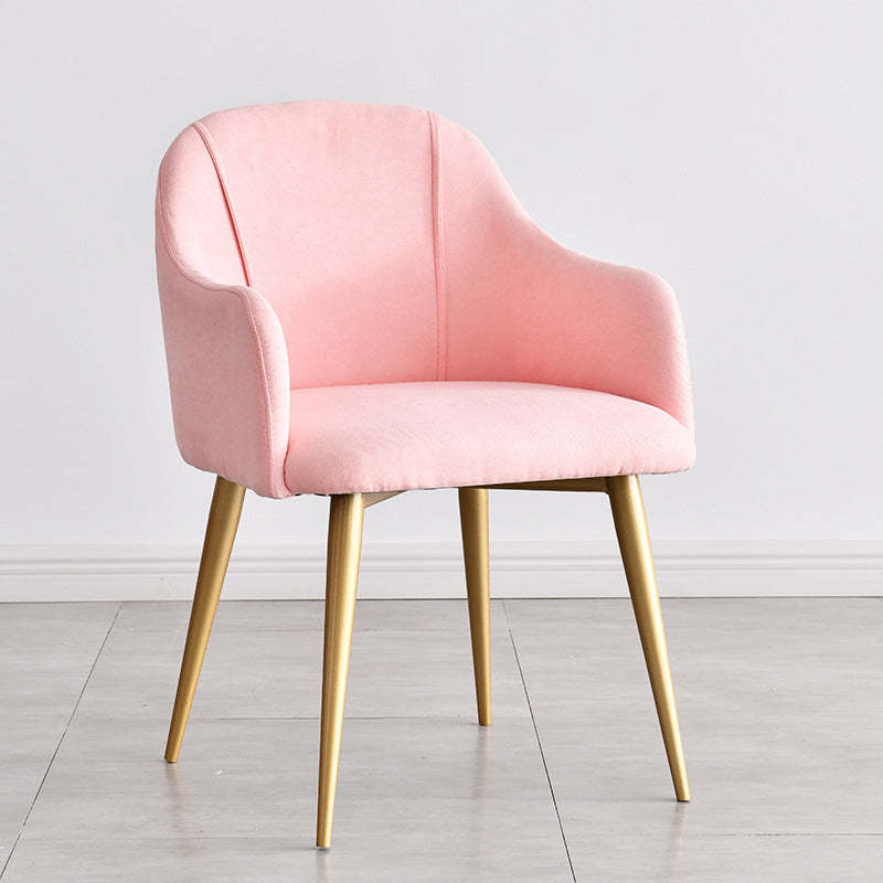 Nordic Curve Fabric Upholstered Dining Chair — Pink