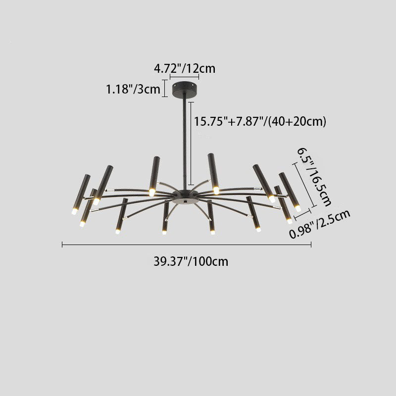Scandinavian Radioactive Iron Aluminum Chandelier