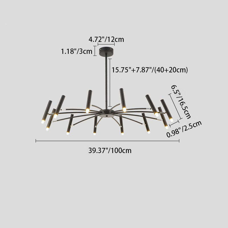 Scandinavian Radioactive Iron Aluminum Chandelier
