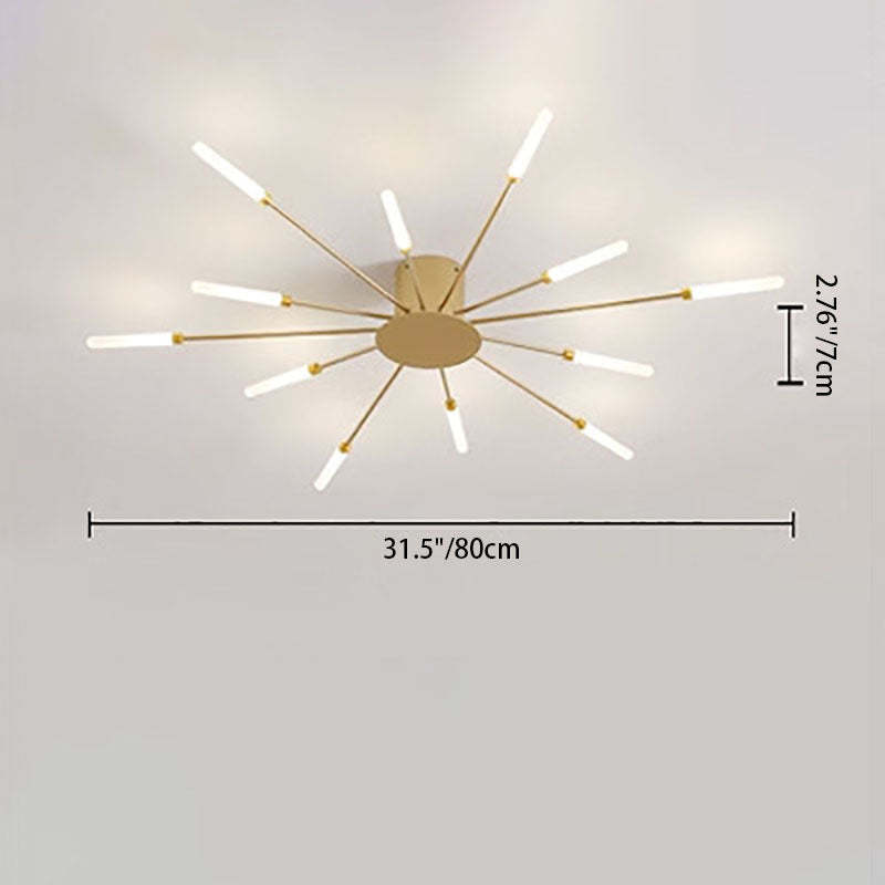 Minimalist Iron Radiant Round Ceiling Light