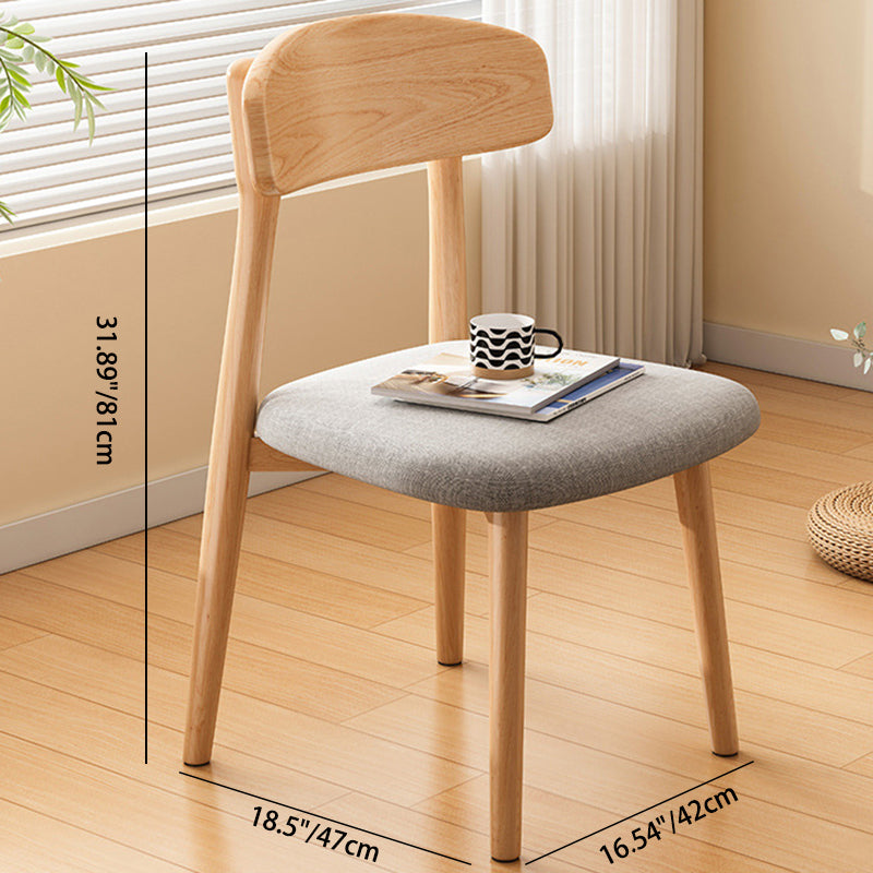 Minimalist Leather Fabric Wood Dining Chair — Fabric / Original Wood Color