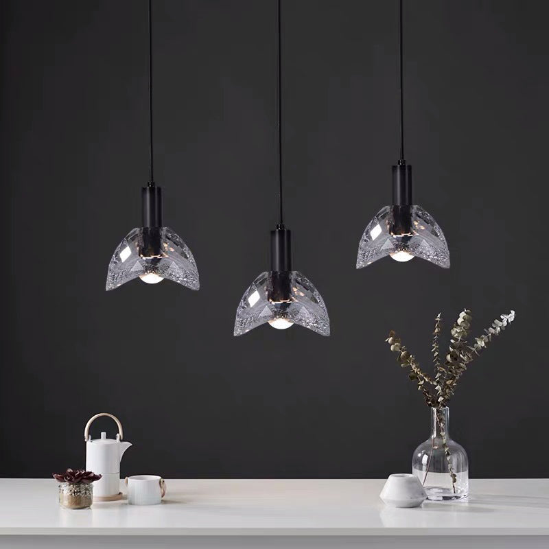 Contemporary Curve Crystal Brass Pendant Light