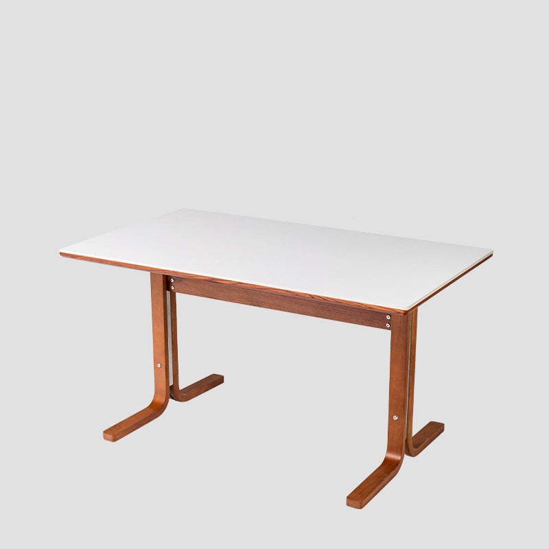Retro Curved Leg Slate Wood Iron Dining Table