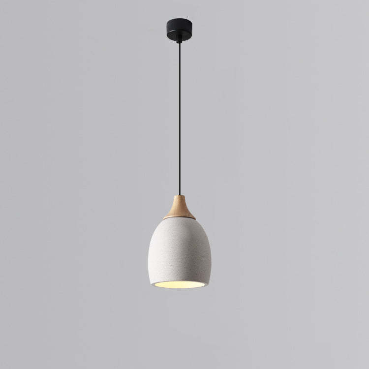 Japanese Cement Solid Wood Circle Pendant Light