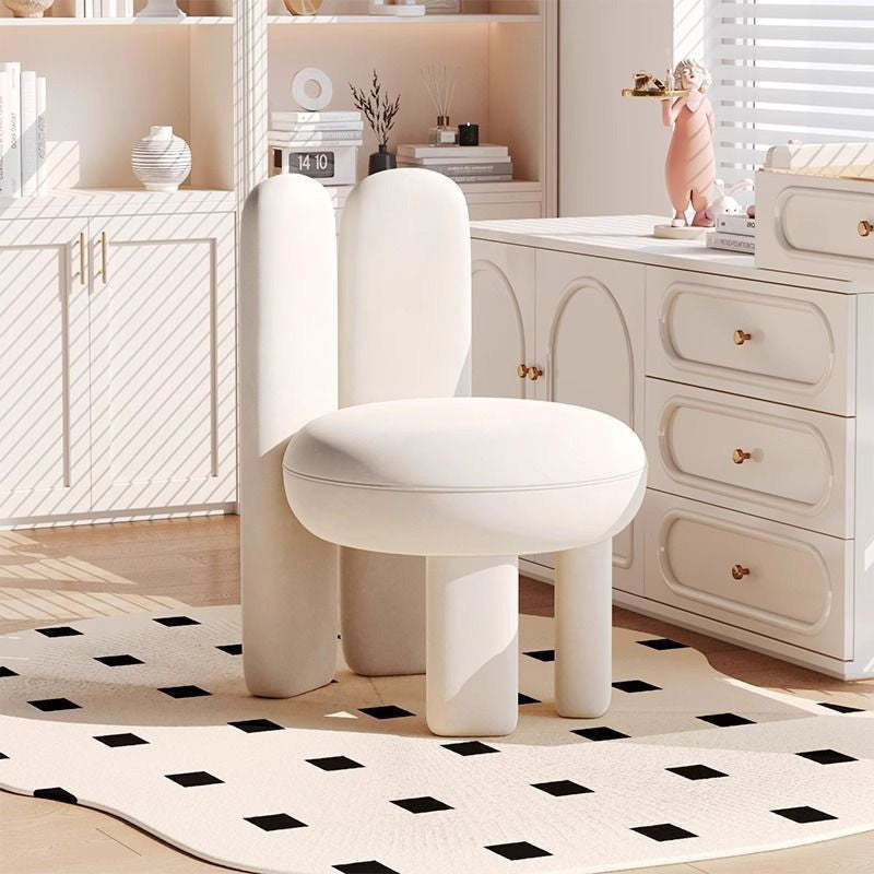 Nordic Velvet Rabbit-Ear Vanity Stool — White - Velvet