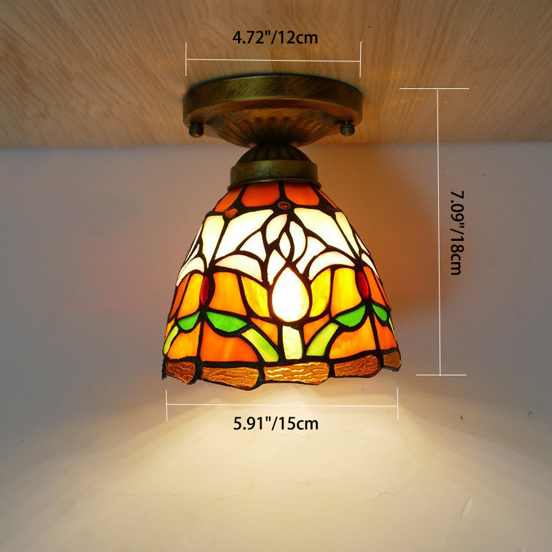 Traditional Tiffany Tulip Stained Ceiling Light