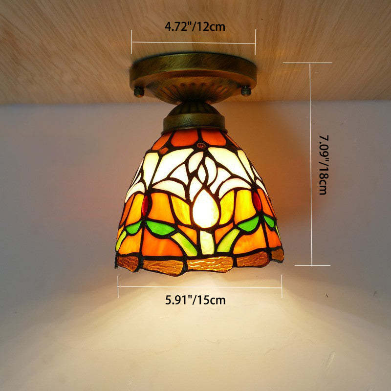 Traditional Tiffany Tulip Stained Ceiling Light