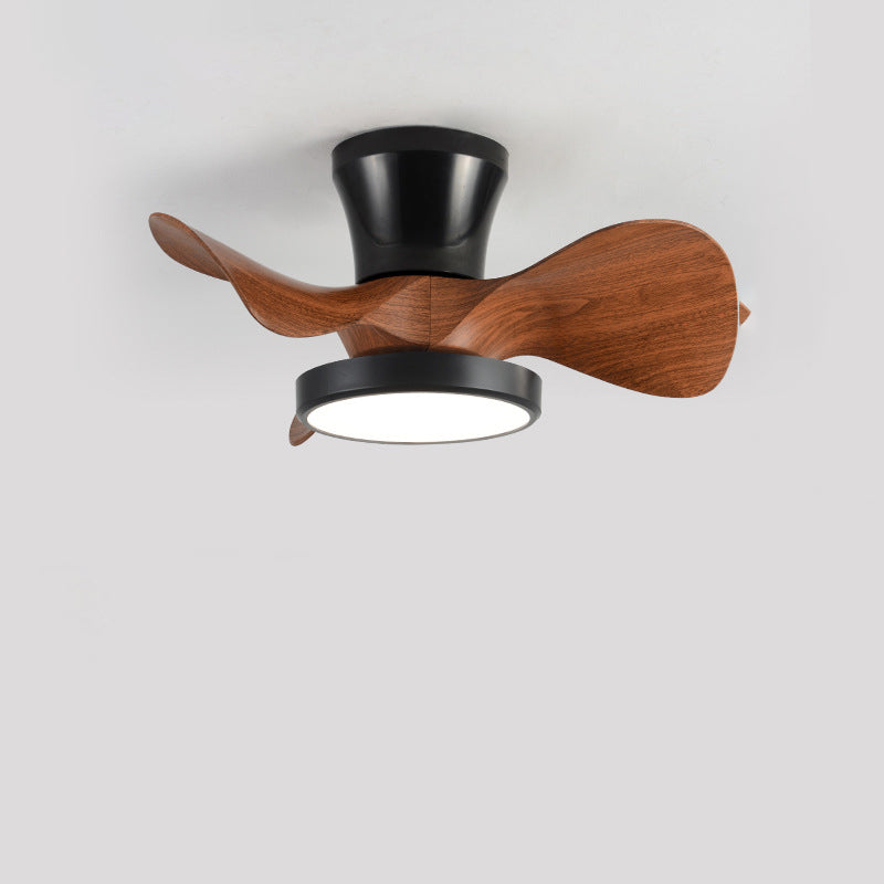 Industrial Wood Grain Mount Ceiling Fan Light — White / Infinitely Dimmable / 220V-240V For UK/AU
