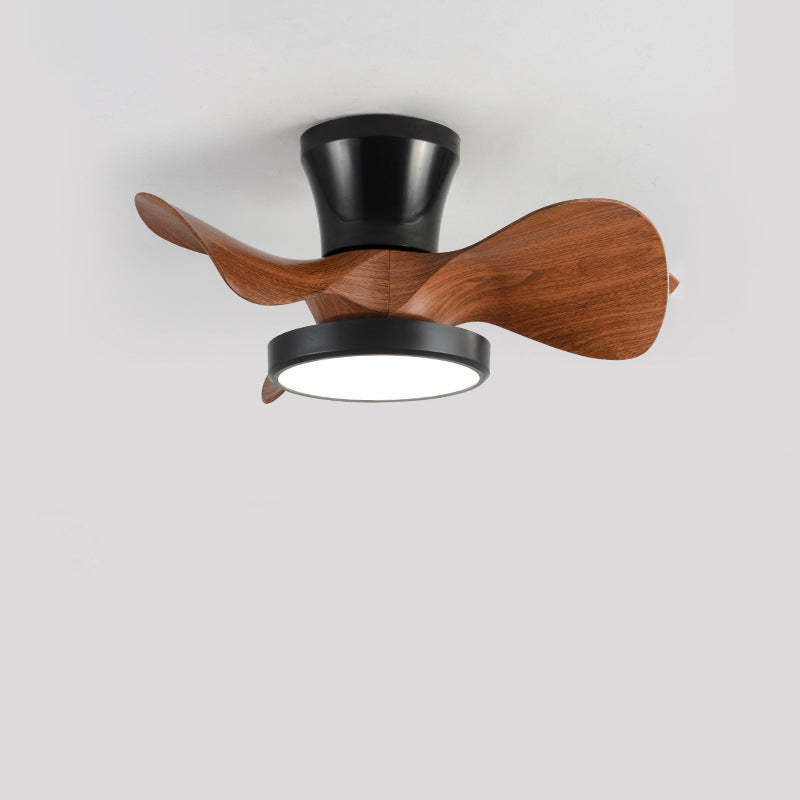 Industrial Wood Grain Mount Ceiling Fan Light — White / Infinitely Dimmable / 220V-240V For UK/AU