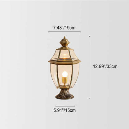 European Copper Clear Glass Lantern Post Landscape Light