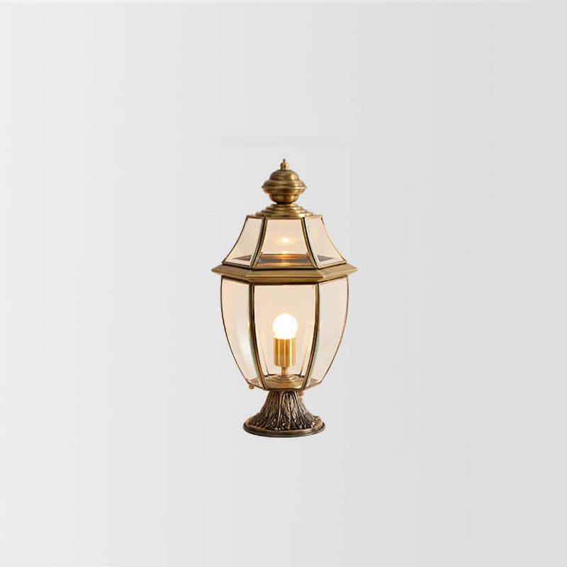 European Copper Clear Glass Lantern Post Landscape Light